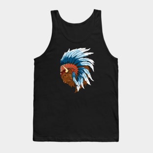 Buffalo head with indian headdress Tank Top